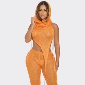 Vibrant Orange Women's Knit Jumpsuit